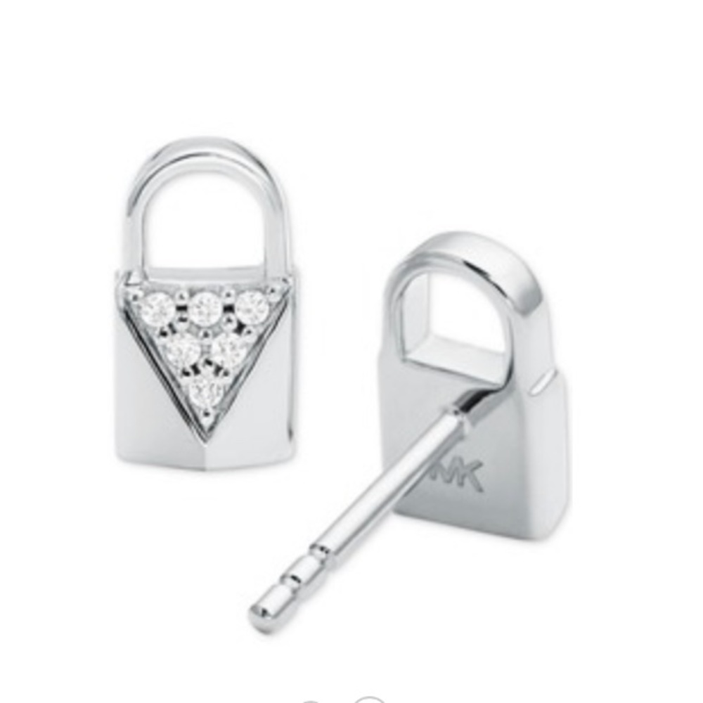 NWT Michael Kors SS Padlock Studs Earrings - Picture 3 of 5